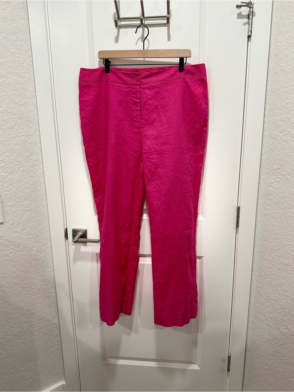 Style & Co. Bright Pink /Fuchsia 100% Linen Trousers Size 18W Coastal Summer